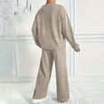 thumbnail image 4 of Hogleaql 2 Piece Sweatsuit for Women Plus Size Long Sleeve Lounge Drawstring Sweatshirt Wide Leg Athletic Pants Solid Color Loose Fit Outfits Fashion Winter Matching Sets with Pockets 2025 Wine 5XL, 4 of 4
