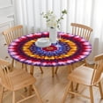 thumbnail image 3 of Colorful Tie Dye Mandala Pattern Round Fitted Tablecloth with Elastic Edge,Dining Table Cover Waterproof,Outdoor Round Tablecloth for Camping,Dining,Indoor and Outdoor, 3 of 7