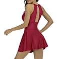 thumbnail image 5 of JSGEK Women's Swimsuit Built-in Bra Support Figure Flattering Open Back Halter Neck Mesh Accents Resort Fashion Red S, 5 of 7