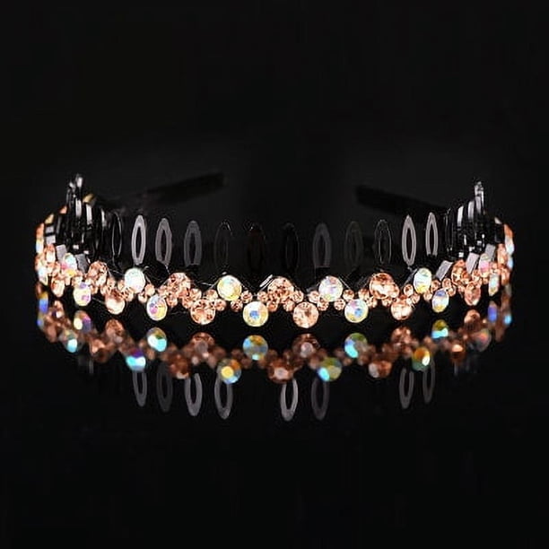 Diadema de diamantes de imitación antideslizante con dientes Diadema sencilla y moderna con tarjeta para el cabello, diseño de estilo simple pero elegante