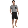 thumbnail image 5 of GIRUNS Men's Pajama Sets 2 piece Sets Crew Neck Shorts Sleeve and Shorts with Pocket Pjs Sleepwear Set Black 2XL, 5 of 8