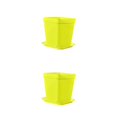 thumbnail image 1 of Matsuzay Maceta cuadrada de Color caramelo, orificio de drenaje de plástico grueso, maceta suculenta para guardería con bandeja, decoración Amarillo 2piezas, 1 of 6