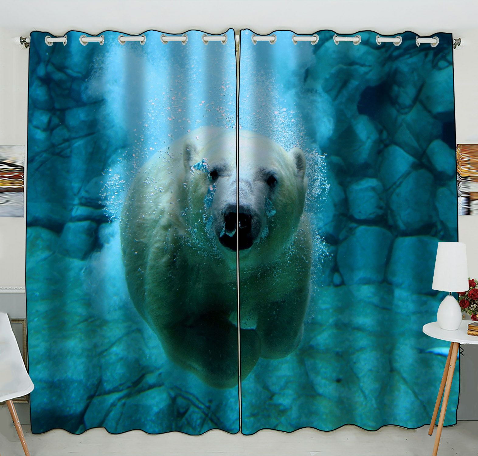 ZKGK Polar Bears Window Curtain Drapery/Panels/Treatment For Living