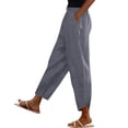 thumbnail image 3 of AHTJRT Women's Elastic Waist Pants Drawstrings Workout Loungewear Long Trousers with Pockets Pleated Cross Bottom Waist Casual Pants Gray S, 3 of 10