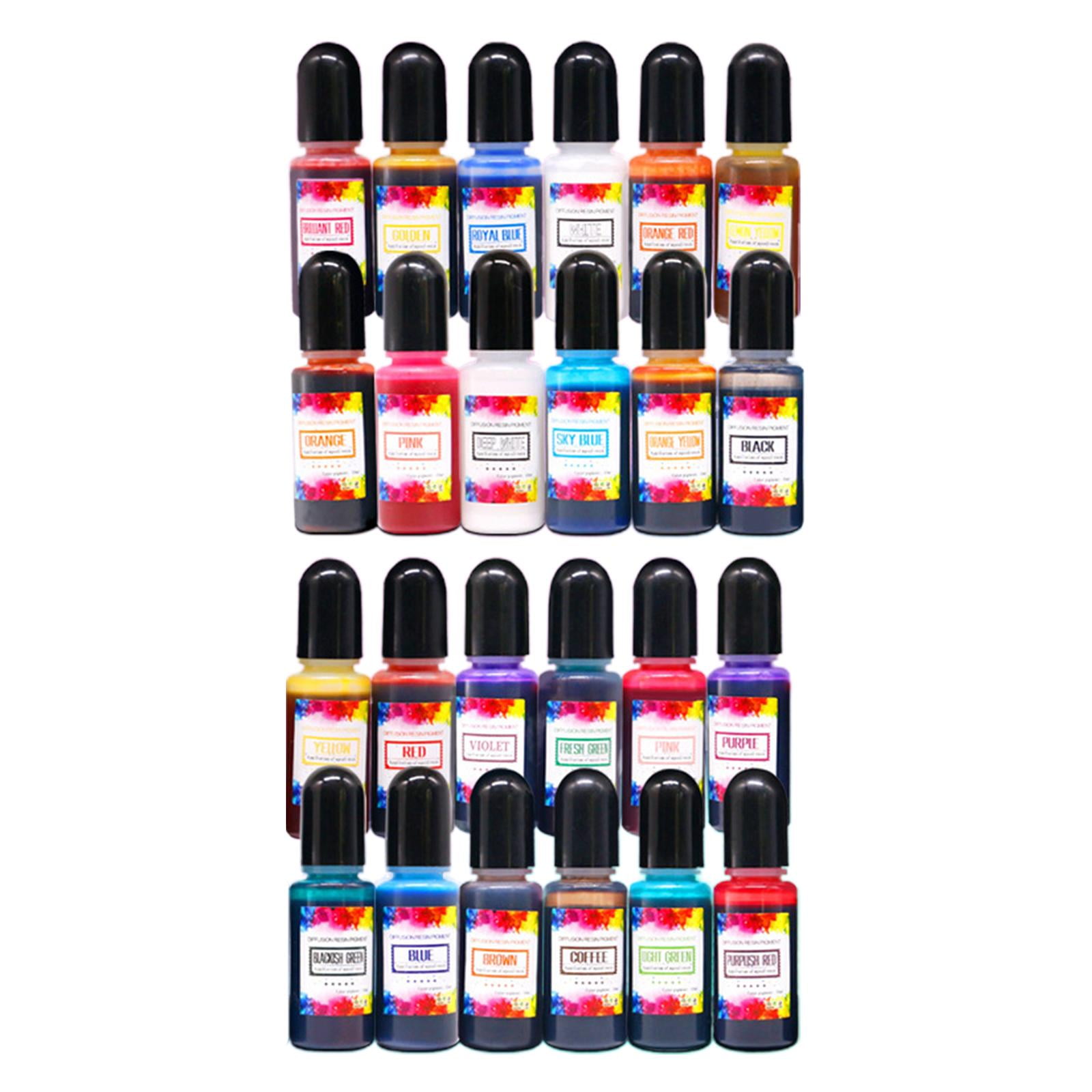 FVDPWYE 24Pcs Ink Set Epoxy Resin Pigment Liquid Dye Concentrate 10ml Each based Ink for