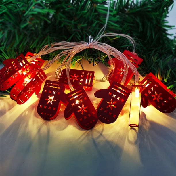 Cadena de Luces LED Ganfancp Santa Claus Muñeco de Nieve Ambiente de Vacaciones Colorido Parpadeo Luces Árbol de Navidad Decoración Al Aire Libre Estrella 10 X Luces