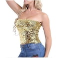 thumbnail image 3 of Women's Sparkly Sequin Mermaid Crop Top, Strapless Metallic Tube Top for Party & Clubwear, Shiny Fashion Top for Women, 3 of 5