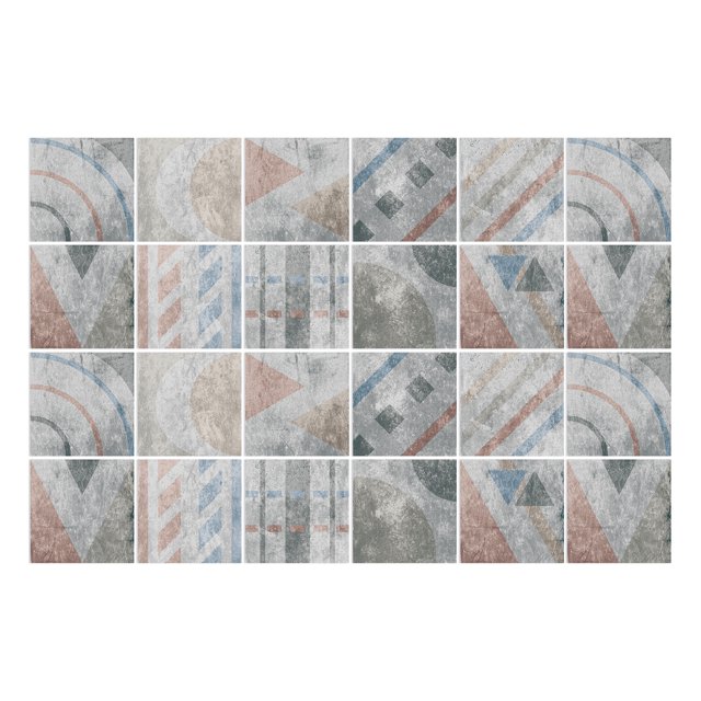 24pcs Retro Grey Kitchen Tile Sticker Wall Waterproof Self Adhesive Wallpaper PVC Furniture Cabinet Surface DIY Decorative Decal