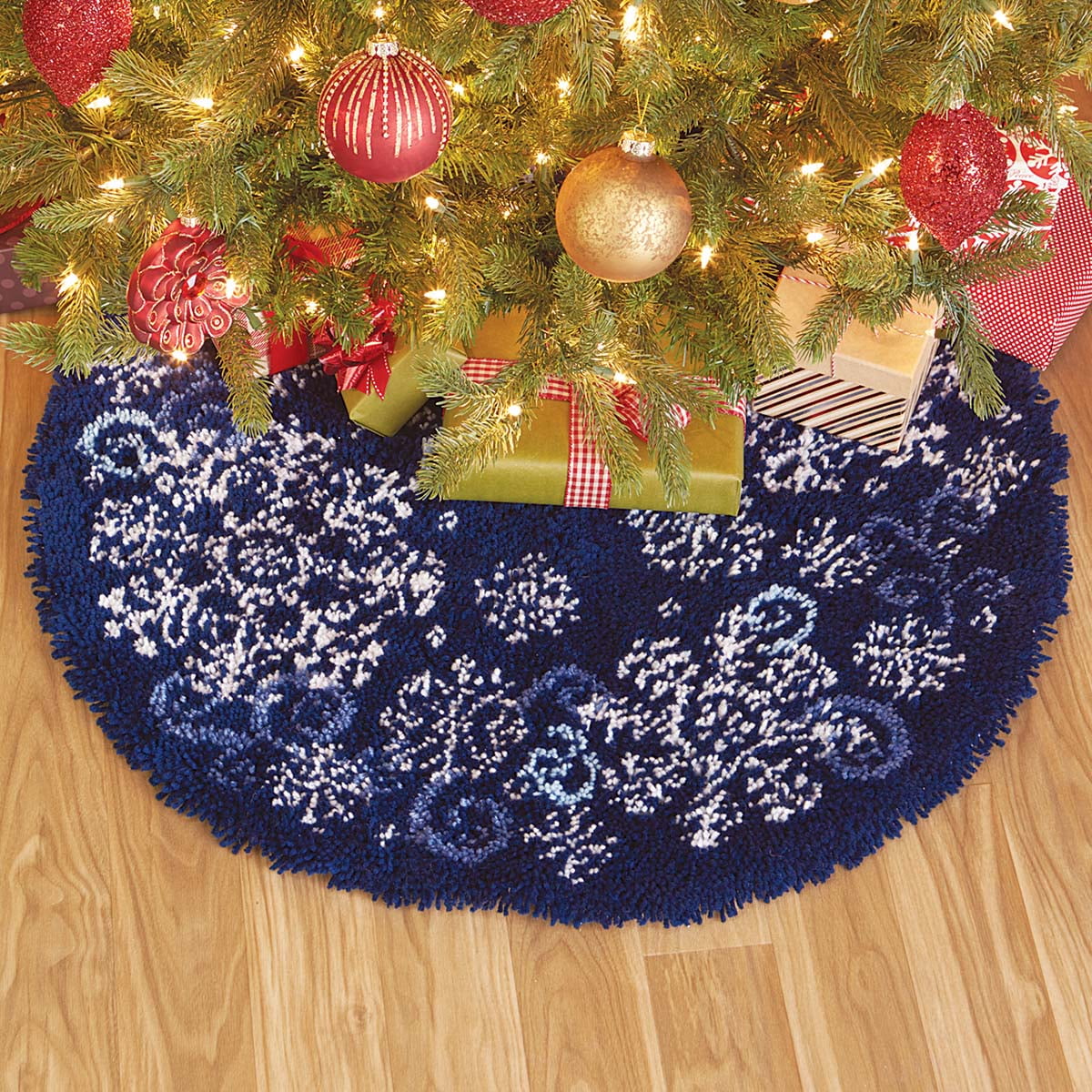 Herrschners® Snowflakes and Swirls Tree Skirt Latch Hook Kit Walmart