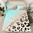 thumbnail image 2 of Castle Fairy Teens Gradient Cheetah Print Twin Sheet Sets 3pcs,Blue Brown Ombre Twin Fitted Sheet Microfiber,Abstract Bling Glitter Breathable Flat Sheet,Super Cozy Room Decor, 2 of 7