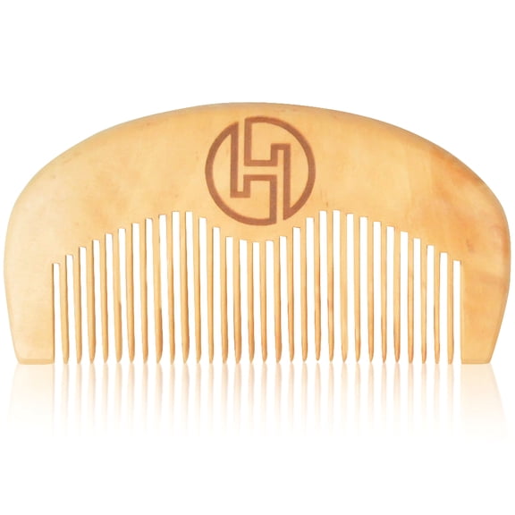 Wood Beard Comb for Men Made with Natural Peachwood by Hustlepreneur