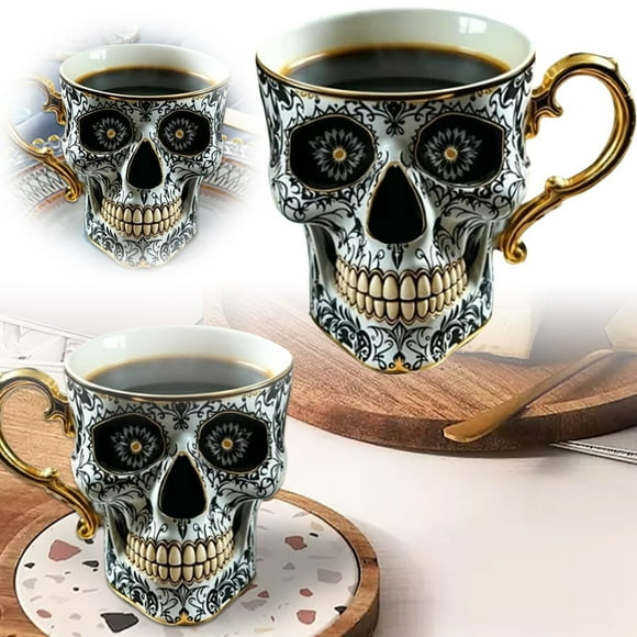 Coffee Cup Gold Rimmed Gothic Porcelain Tea Cup Resin Cup Halloween Decoration For Coffee Lovers And Collectors 245mug Glasses to Out of Clear Glass Cups Glass Cups Set Walk on Air Outdoor Drinking