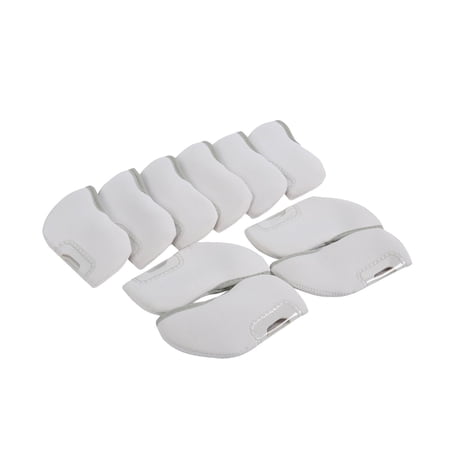 10 Pieces Visible Golf Iron Covers Golf Club Covers Protector Cloth Professional Headcover Putters Hybrid Driver   White