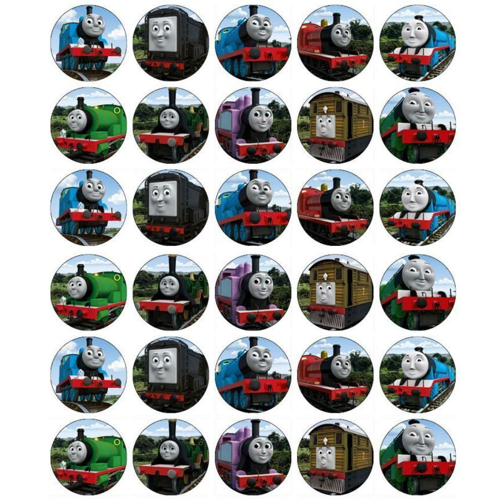 24 X THOMAS TANK ENGINE 4TH BIRTHDAY EDIBLE CUPCAKE TOPPER WAFER PAPER OR OPTION 