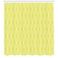 thumbnail image 3 of Geometric Shower Curtain, Stylized Floral Leaves Arranged in Continuous Mosaic Diamond Shapes, Fabric Bathroom Set with Hooks, 69W X 84L Inches Extra Long, Yellow Green and White, by Ambesonne, 3 of 3