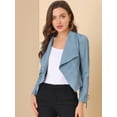 thumbnail image 2 of INSPIRE CHIC Chaqueta estilo cárdigan con frente abierto elegante para mujer, chaqueta recortada de oficina de trabajo Azul S, 2 of 6