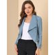 thumbnail image 2 of INSPIRE CHIC Chaqueta estilo cárdigan con frente abierto elegante para mujer, chaqueta recortada de oficina de trabajo Azul XL, 2 of 6
