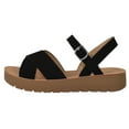 thumbnail image 2 of Soda Shoes Women Flat Sandals Flatform Ankle Buckle Criss Cross Band Straps Chester-S Black 6, 2 of 3