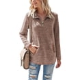 thumbnail image 3 of Sonducket Sudadera con capucha para mujer, suéter de Color sólido, sudadera de manga larga con cremallera, cuello sólido, Top holgado informal de otoño Prendas para la parte del cuerpo Marrón M Sonducket AP003716-27, 3 of 6