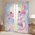 thumbnail image 2 of Homewish Cartoon Animal Axolotl Blackout Curtains Set of 2 (52x84 Each),Pink Kawaii Salamander Window Curtains,Pink Blue Curtains and Drapes,For Teens,Microfiber Bedroom Decor, 2 of 6