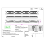 24 Port Cat6a Patch Panel, 19 Horizontal Rackmount or Wall Mount Panel, RJ45 Ethernet 110 Type, 568A/568B Compatible, 1U, Black, CableWholesale