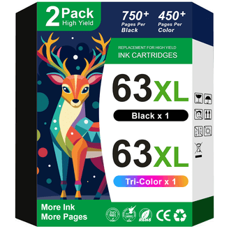 HP 63XL/63 High-Yield Black and Tri-Color Ink Cartridges 2-Pack