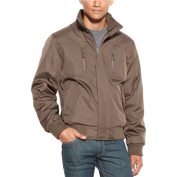 Calvin Klein - Chaqueta bomber con cremallera completa para hombre, marrón, extragrande Calvin Klein Chaqueta de bombardero