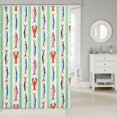 thumbnail image 2 of Manfei Boho Fish Striped Shower Curtain 72Wx84L, Watercolor Marine Bathroom Shower Curtain, Green White, 2 of 5