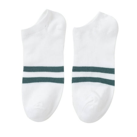 

Grofry Men Socks Spring Summer Casual Breathable Stripe Ankle Sport Low Cut Adult Sock Milk White