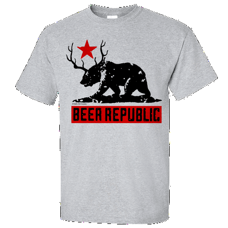 New CALIFORNIA BEAR PLUS DEER EQUALS BEER FLAG T-SHIRT/TEE Republic CA Cali