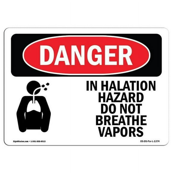 SignMission OS-DS-D-35-L-1374 OSHA Danger Sign - Inhalation Hazard Do Not Breathe Vapors