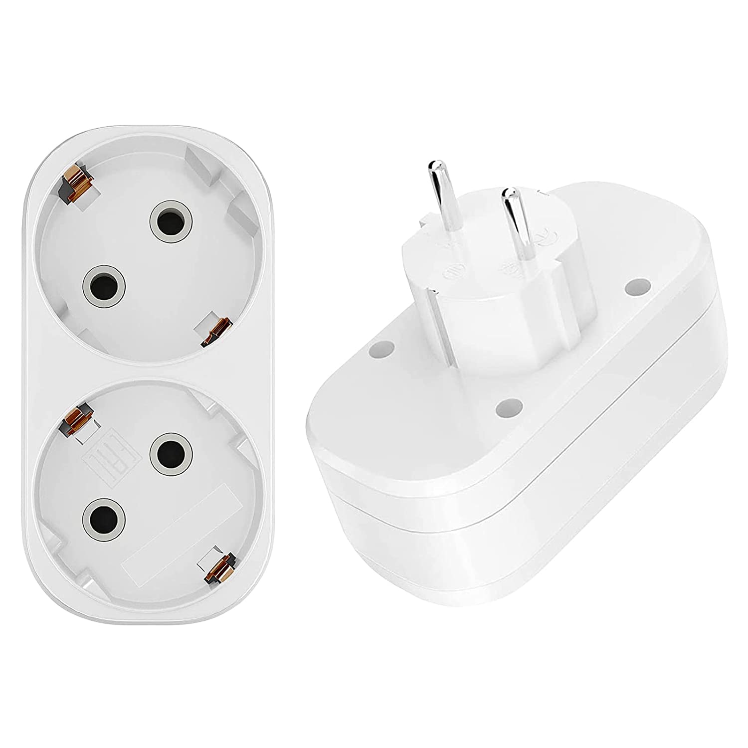 Double plug, 4000W double plug for socket, 2 in 1 socket adapter