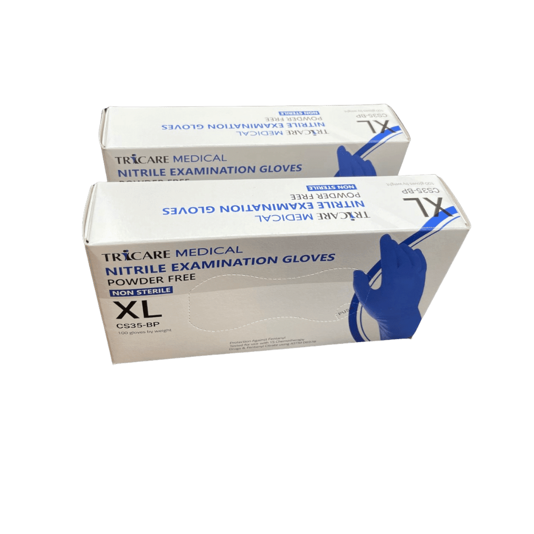 TRICARE Medical Nitrile Gloves, xLarge, 200 Count, Deep Blue, Chemo