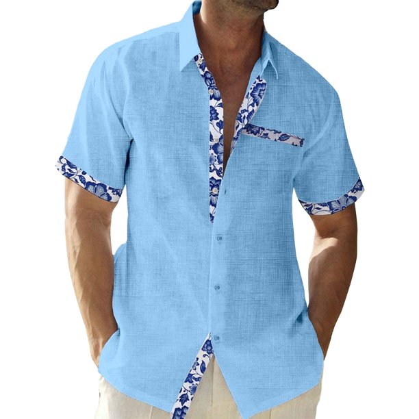 Hawaiian Shirt For Men, Men's Vintage Button Down Bowling Shirts Short Sleeve Summer Beach Shirt L