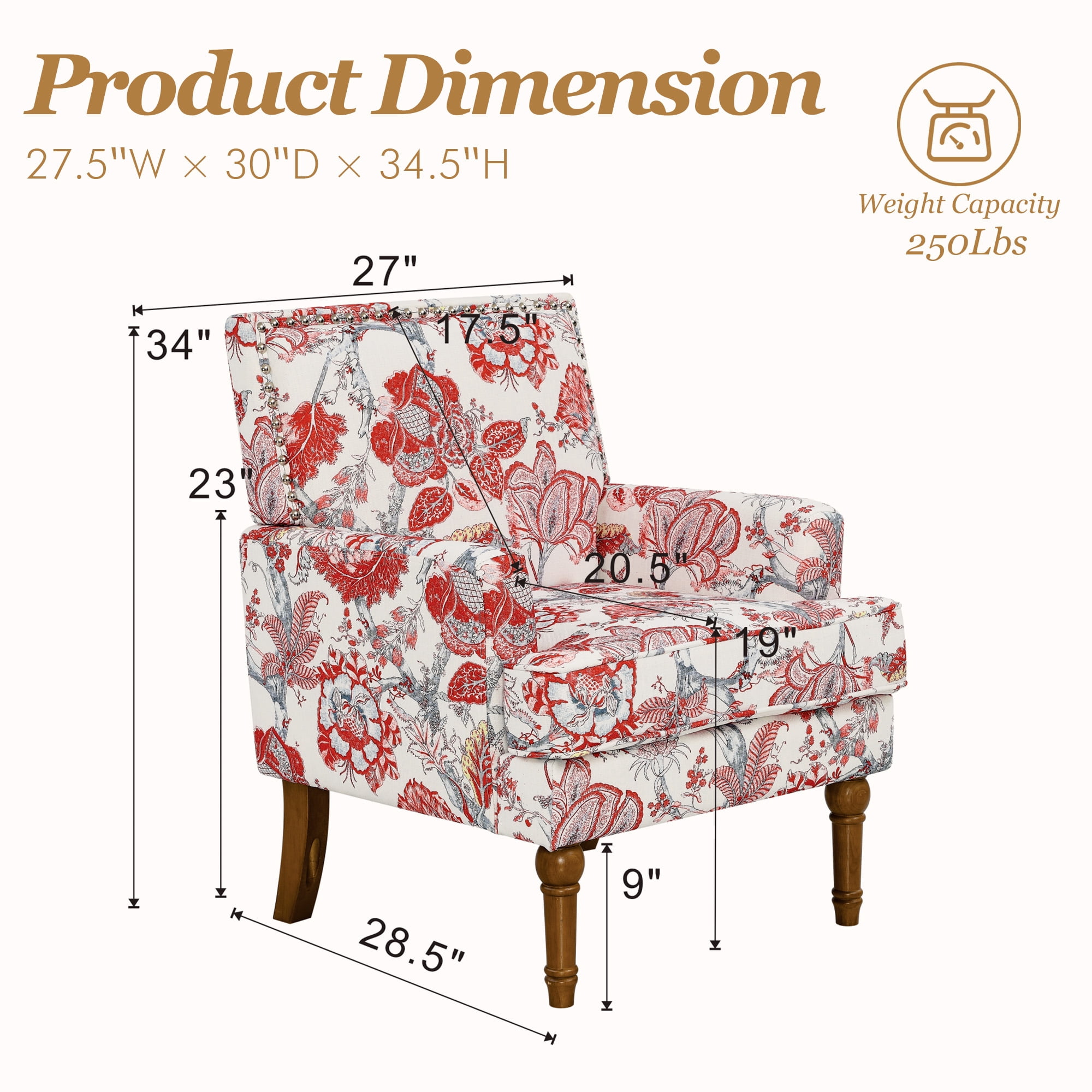 MOONMISS Accent Chair for Living Room,Red