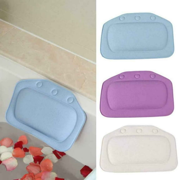 1 Bath Pillow Comfortable Spa Bath Pillow Bathtub Bathroom Neck Headrest Soft Pad Suction Cushion