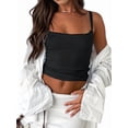 thumbnail image 2 of Sleeveless Camisole Tank Tops for Women Y2K Spaghetti Strap Lace Trim Slim Fit Basic Camisole Shirts ESVI021 Black XL, 2 of 10