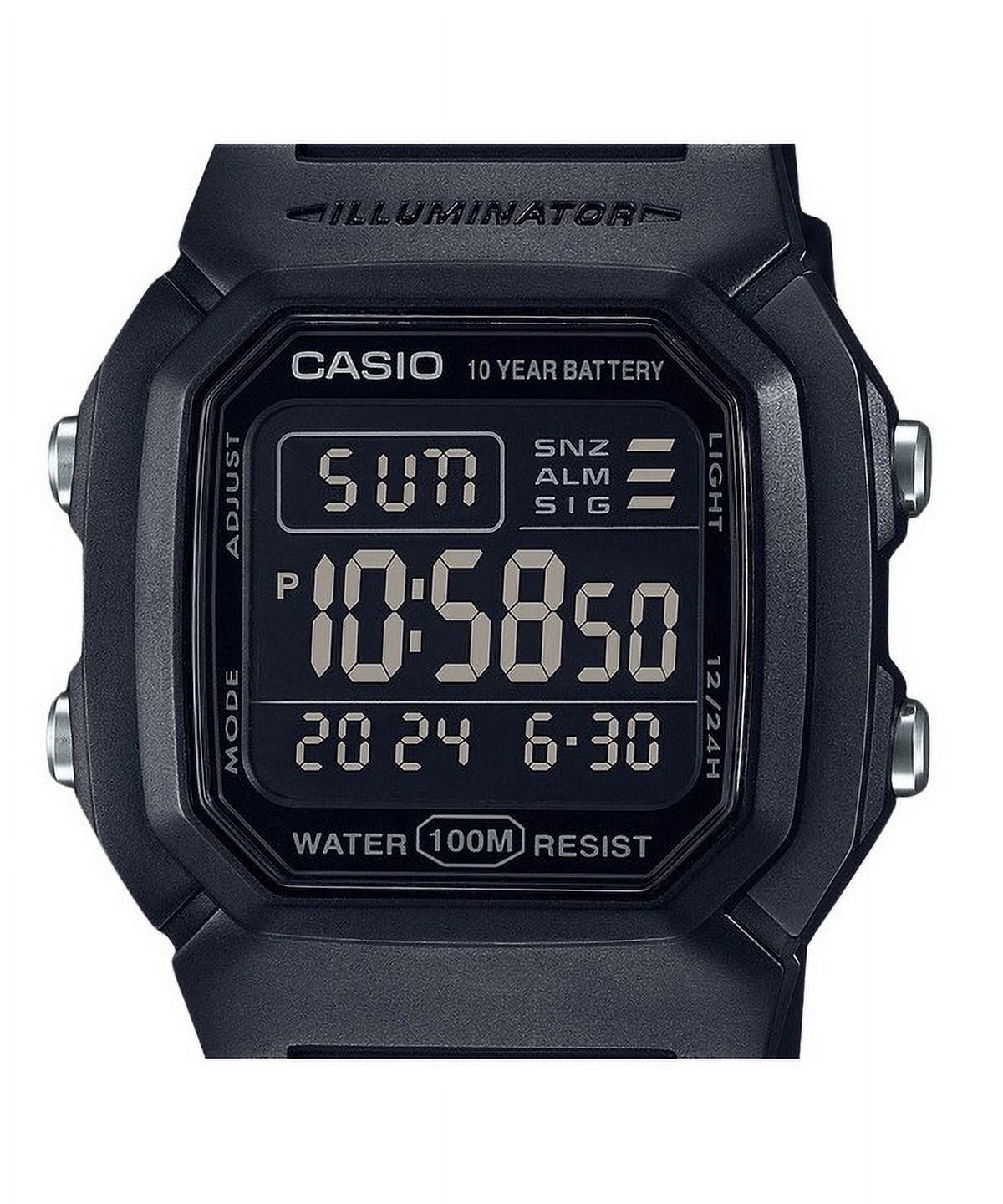 Casio Digital Black Resin Strap Quartz Men's Wristwatch, W-800H-1BV