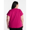 thumbnail image 3 of Terra & Sky Women’s Plus Scoop Neck Tunic Tee with Short Sleeves, Sizes 0X-5X, 3 of 5