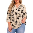 thumbnail image 2 of Fantaslook 3/4 Sleeve Plus Size Tops for Women Henley Neck Button Blouses Dressy Floral Tunic Work Shirts L-5XL, 2 of 9