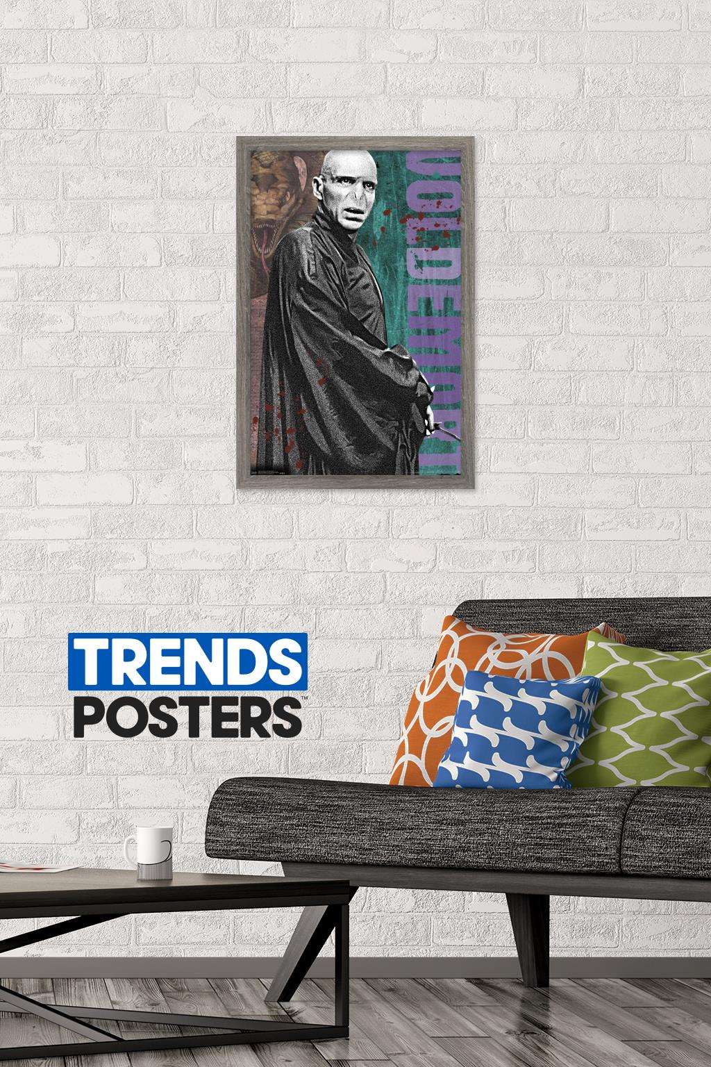 The Wizarding World: Harry Potter - Voldemort with Wand Wall Poster, 14.725" x 22.375", Framed