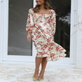 thumbnail image 2 of Flowy Midi Dress with Long Sleeves and Square Neckline for Women, 2 of 9