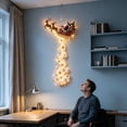 thumbnail image 5 of Festive Lighted Christmas Wall Decoration with a Santa Sleigh Pulled by Two Reindeer, Cascading LED Hanging Pendant for Indoor Wall, Doorway and Fireplace Corner Decor (Red Gold), 5 of 5