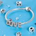 thumbnail image 3 of Pulsera clásica de plata para mujer, abalorio de 26 letras, joyería artesanal, Color plateado, Original, compatible con Pandora 925, 3 of 4