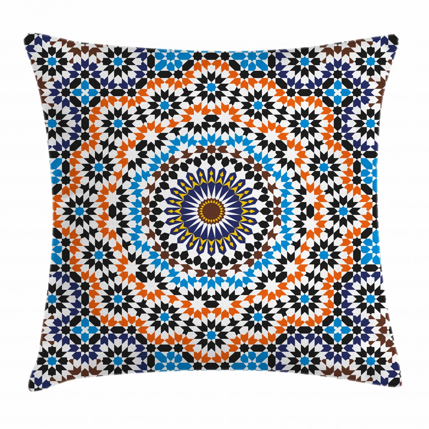 Vintage Throw Pillow Cushion Cover, Moroccan Ceramic Tile Inspired