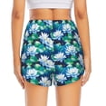 thumbnail image 2 of Lsque Blue Lotus Flower Printed Women's Running Shorts with Liner Pockets,Elastic Quick Dry Workout Athletic Gym Yoga Shorts,Womens High Waist Shorts-XX-Large, 2 of 9