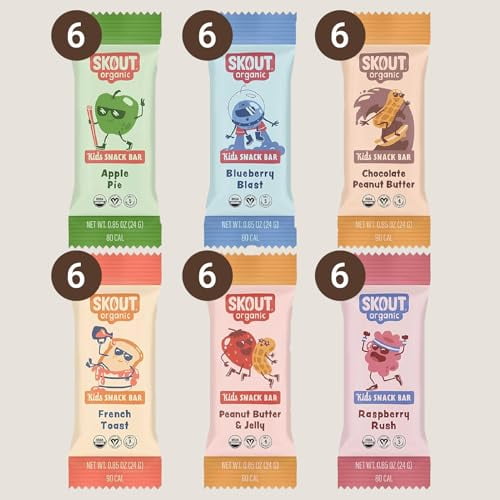 Skout Organic Kids Snack Bar Variety Pack (36 Pack) | Organic Kids Snack Bars | Plant-Based Nutrition | Vegan | Gluten, Dairy, & Seed Oil Free