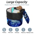 thumbnail image 2 of PhooArto Drawstring Cosmetic Bag, Barrel Shaped Portable Travel Makeup Bags, Blue Galaxy Butterflies Sloth Large Capacity Waterproof Multifunctional Bucket Toiletry Bag, 2 of 6