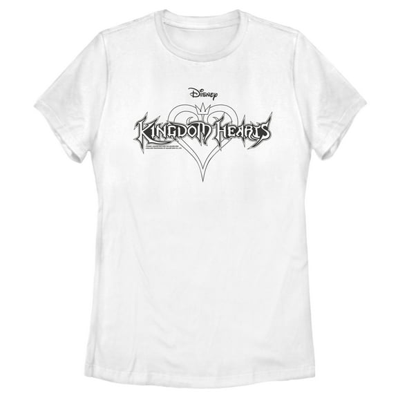 Women's Kingdom Hearts 1 Sketch Logo  Graphic Tee White Small