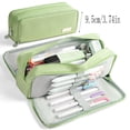 thumbnail image 2 of OCCOA Multi Layer Zippered Pencil Case with Elastic Straps Large Capacity Oxford Cloth Organizer for Pens Rulers Office Travel Stationery Storage, Green, 2 of 6